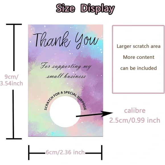 Holographic Thank You Cards with Stickers (25) Scratch Off - Picture 3 of 4